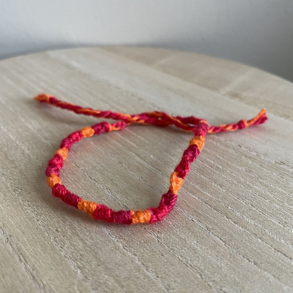 Nicolette Woven Friendship Bracelet Anklet OS Red Orange Women Cotton Tie